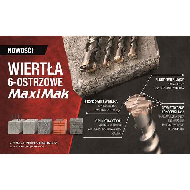 Makita Vrták Sds Max 40x 400x 540 mm Maxi Mak 6-ČEPELOVÝ MB-05533