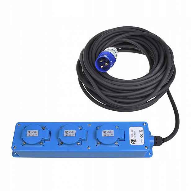Prodlužovací Kabel 20m Zásuvka 3-cestná Cee 2xSchuko