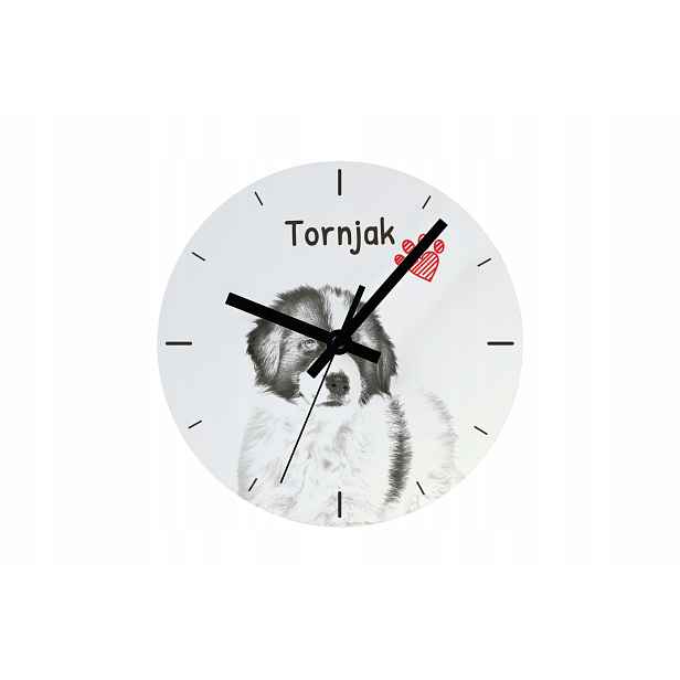 Tornjak hodiny se psem, závěsné a stojící, personalizace fotografií, 20 cm