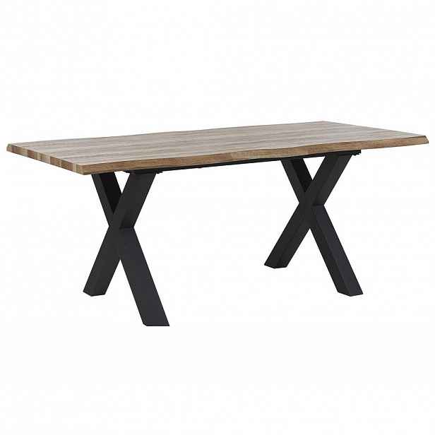 Beliani JÍDELNÍ STŮL 140-180/90/76 cm Světle hnědý, Černý Obdélníkový Bronson