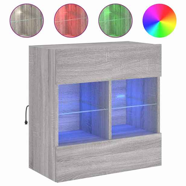 vidaXL Nástěnná TV skříňka s LED osvětlením šedá sonoma 58,5x30x60,5cm