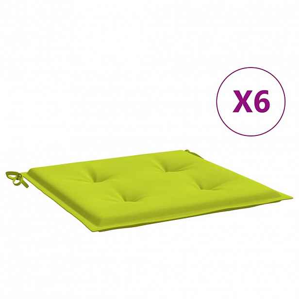 vidaXL Podušky na zahradní židli 6 ks jasně zelené 40x40x3 cm oxford