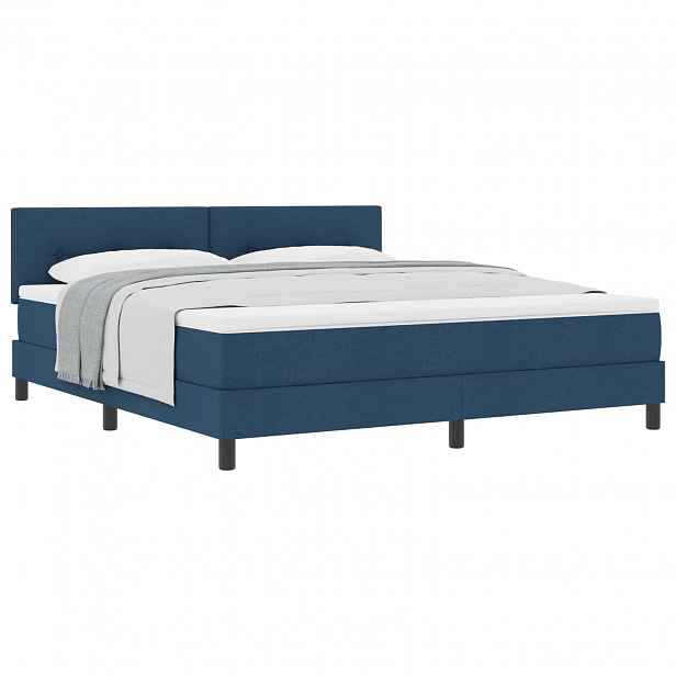 vidaXL Postel s boxspringem s čelo Modrá 180 x 200 cm textil