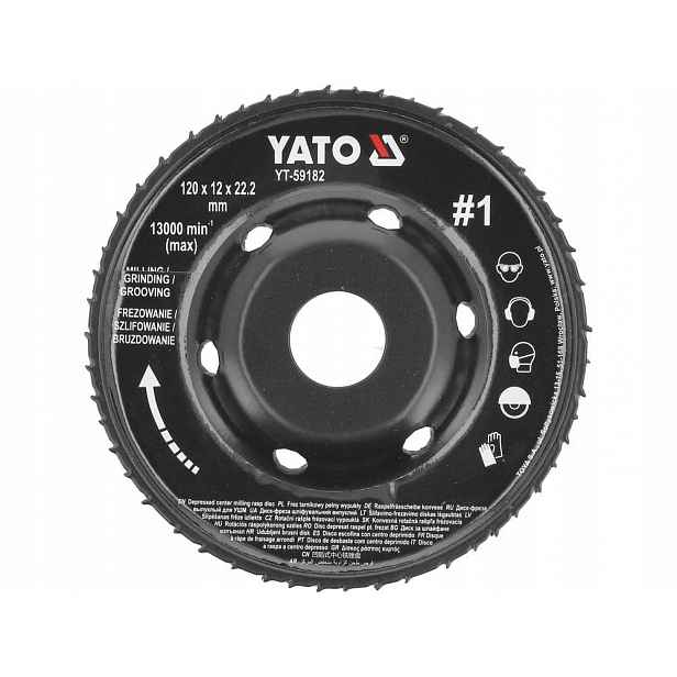 Fréza Tarnik Konvexní Yato 120x12 mm pro úhlovou brusku na dřevo