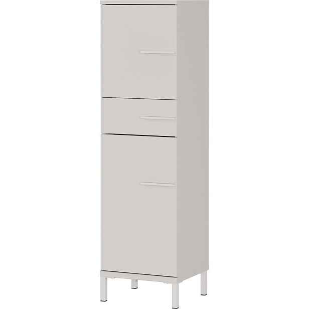 Krémová matná vysoká/úzká koupelnová skříňka 34x123 cm Laurino – Germania