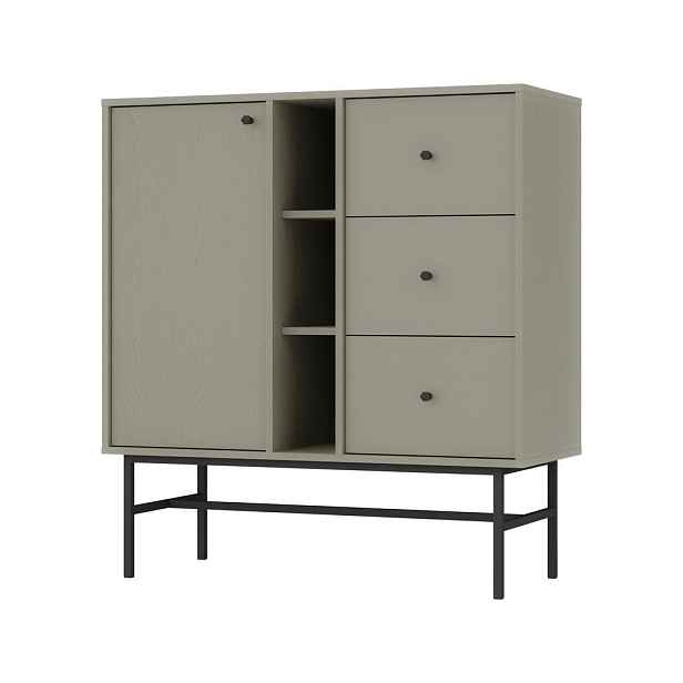 MASSENO KOMODA TORINO, 100/108/41 cm se 3 zásuvkami, počet dvířek: 1, světle zelená