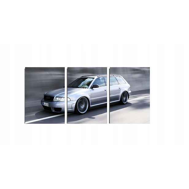 Obraz do domu Audi A4 auto stříbrný triptych na zeď 70x150 cm