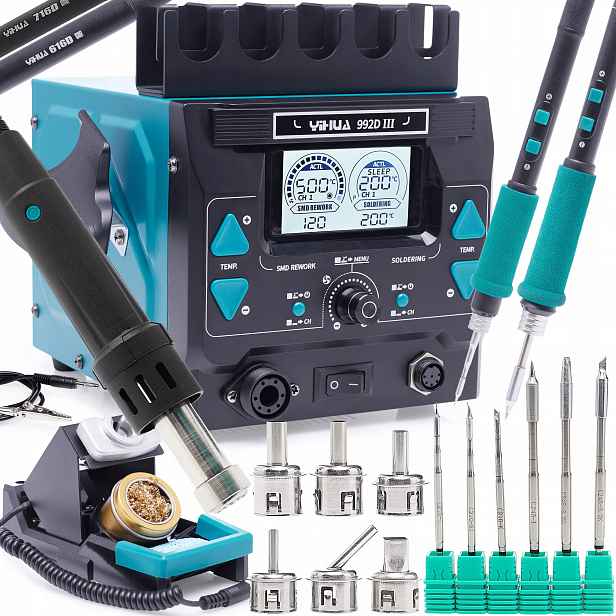 Pájecí Stanice 2V1 Hot Air Yihua 992D-III 1220W 2X Hrotová Baňka C210 C245