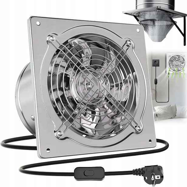 Průmyslový Odsávací Ventilátor 150 MM Do Kuchyně Koupelny A Sklepa, Stříbrný