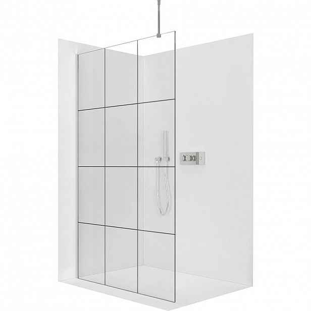 Sprchová zástěna Walk-in Onyx Top Round L/P - 8 mm - kulatá vzpěra - chrom, industriální sklo - 120x200 cm