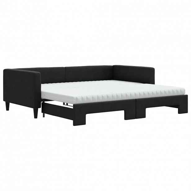 vidaXL Válenda s přistýlkou a matracemi černá 100 x 200 cm textil