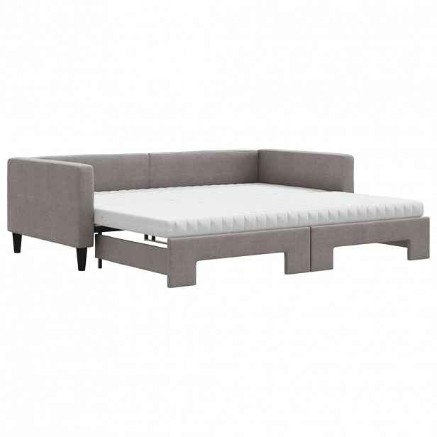 vidaXL Válenda s přistýlkou a matracemi taupe 100 x 200 cm textil