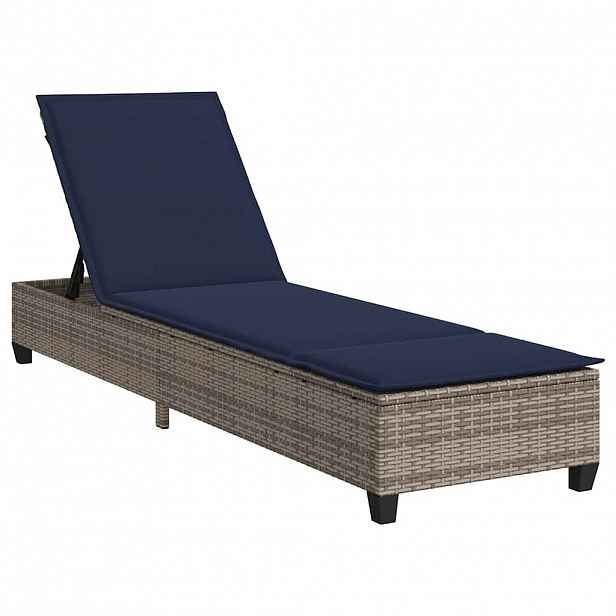 vidaXL Zahradní lehátko s polštáři šedé 55 x 200 x 25,5 cm polyratan