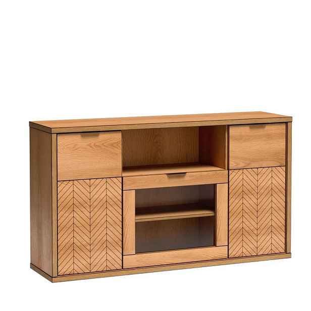 MASSENO KOMODA CARINI, 158/90/40,6 cm se zásuvkami a 3 dvířky, dekor dub