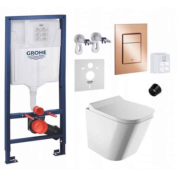 Wc stojan Grohe Rapid Sl s mísou Omnires a tlačítkem měď lesk