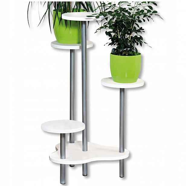 Velký Držák Na Květináč Stojan na čtyři květiny bílý, víceúrovňový, moderní, 72 cm