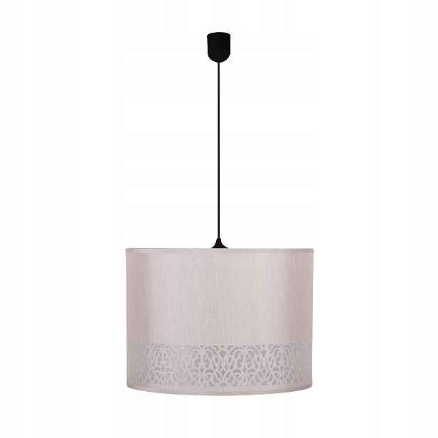 Závěsná lampa Arabesca Černá 110x33 cm 1x60W E27 Abažur Cylinder Krémová