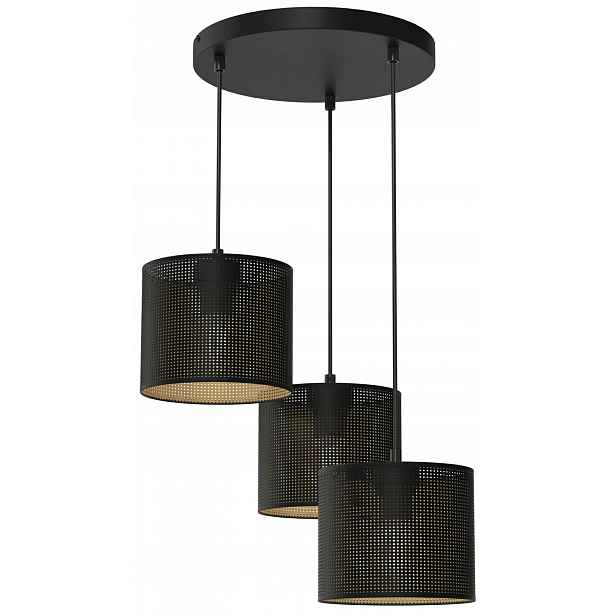 Závěsná lampa stropní svítidlo Loft Shade černá, zlaté stínidlo 3xE27, moderní