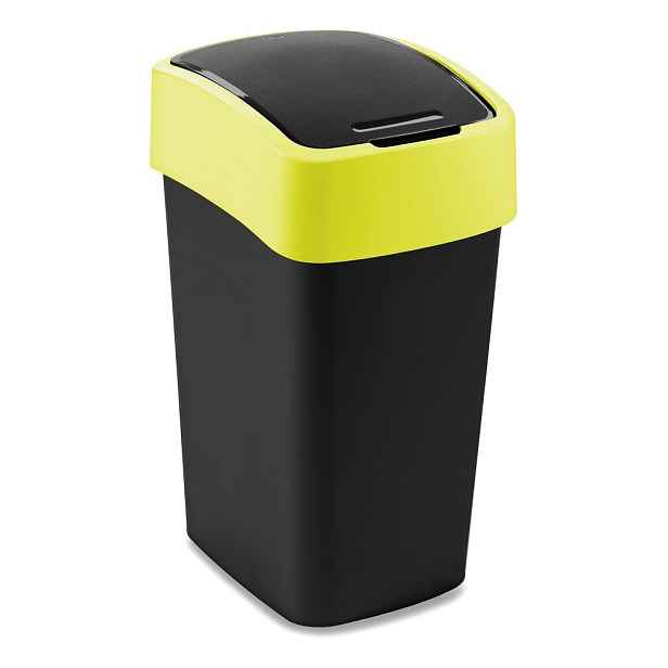 Žlutý/černý plastový odpadkový koš na tříděný odpad 25 l Flip Bin – Curver