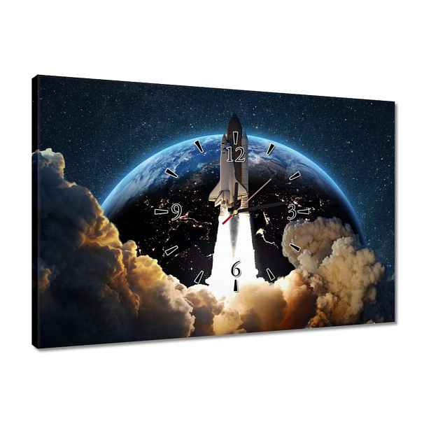 Hodiny 60x40 Start rakety do vesmíru