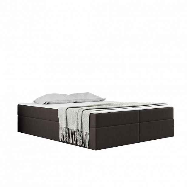 Kaiser Möbel KONTINENTÁLNÍ POSTEL s úložným prostorem, matrací a topperem Ruben Studená hnědá 200x200 cm H2-Pocket