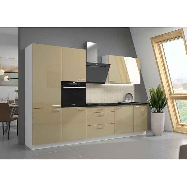 Kuchyňská linka 280 cm Lara 3 - Bílá + Cappucino lesk