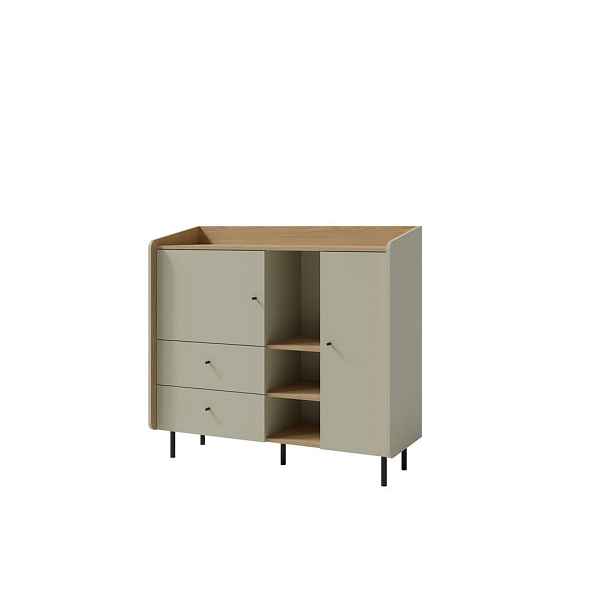 MASSENO KOMODA VETTA, 125/115/42 cm s 2 zásuvkami a 2 dvířky, světle zelená