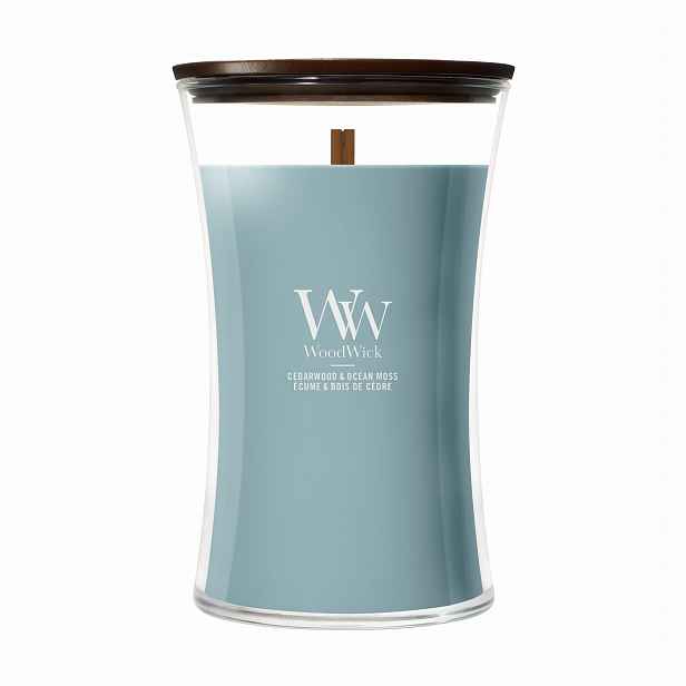 Velká vonná svíčka WoodWick Cedarwood & Ocean Moss