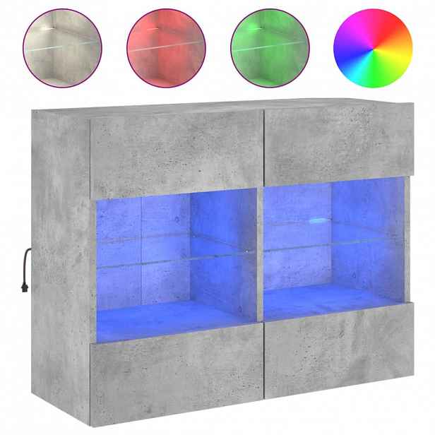 vidaXL Nástěnná TV skříňka s LED betonově šedá 78,5 x 30 x 60,5 cm