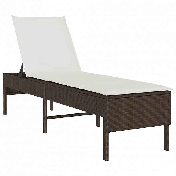 vidaXL Zahradní lehátko s polštářem hnědé 55 x 200 x 44 cm polyratan