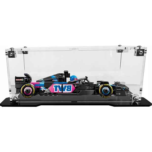 Vitrína s černou základnou pro stavebnici Lego 77248 Formule F1 Bwt Alpine Team