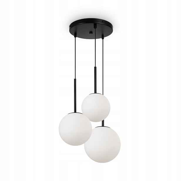 Závěsná lampa lustr černá skleněná bílá koule moderní 3 body Maytoni