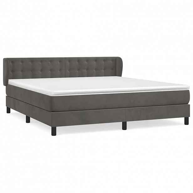 vidaXL Box spring postel s matrací tmavě šedá 180x200 cm samet