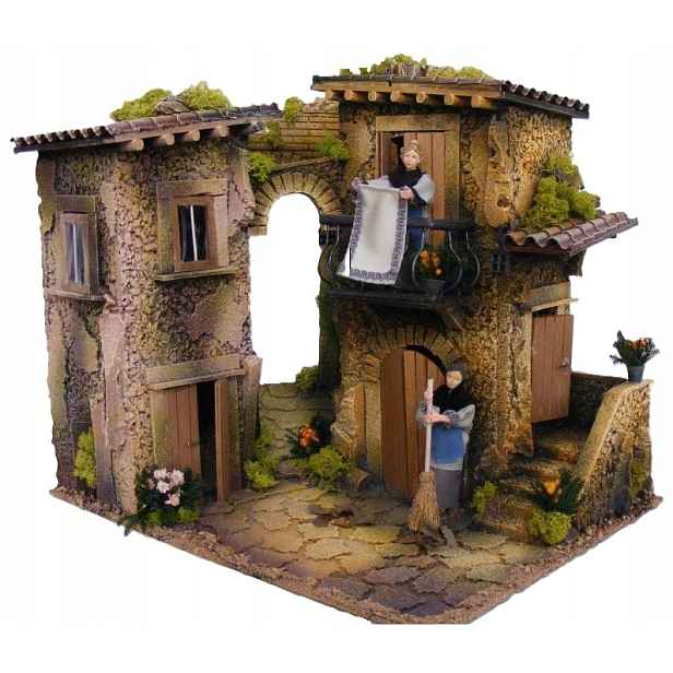 Pohyblivý Neapolský Betlém s osvětlením 40x45x35 cm Pro Postavy O Výšce 12 CM
