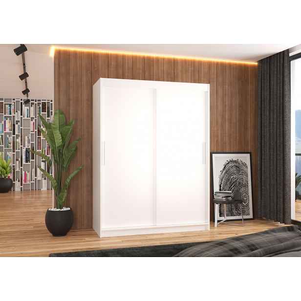 Šatní skříň s posuvnými dveřmi 150 cm GADRINA - bílá