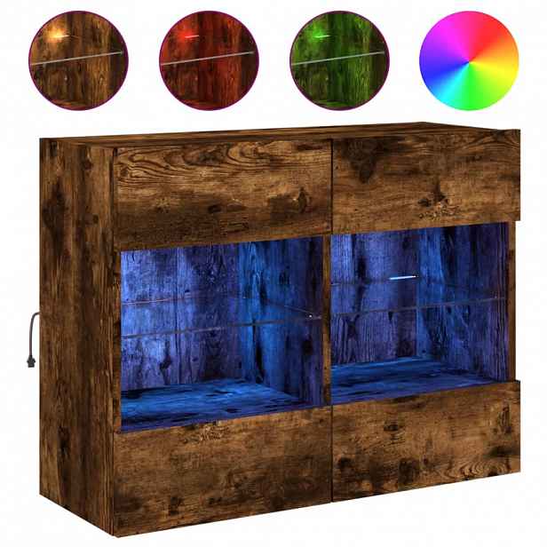 vidaXL Nástěnná TV skříňka s LED osvětlením kouřový dub 78,5x30x60,5cm