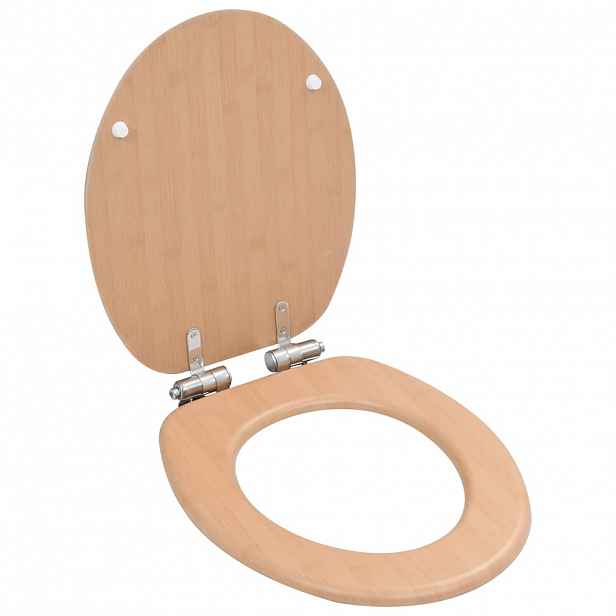 vidaXL WC sedátko s funkcí pomalého sklápění MDF motiv bambusu