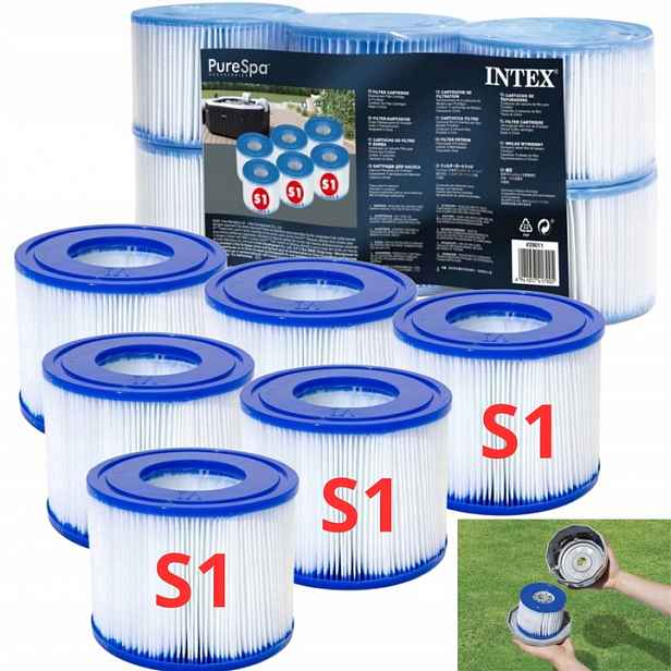 6x Filtrační filtry S1 pro vířivky Spa Čerpadla Filtrační vložky Bazén Intex 29001