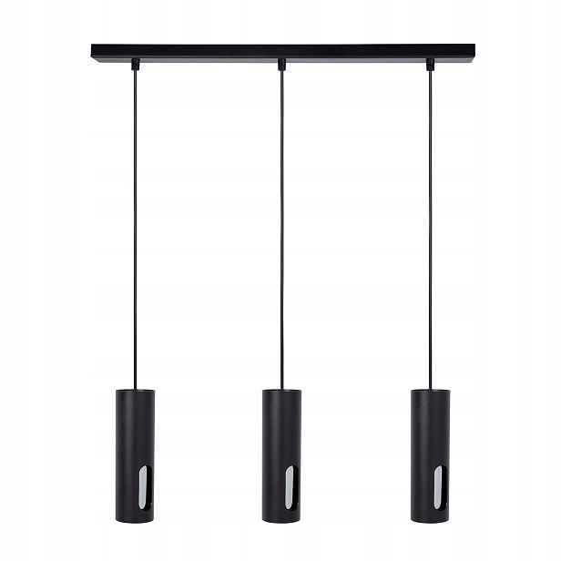 Moderní závěsná lampa černá stříbrná 3 tuby do jídelny nad stůl Sigma