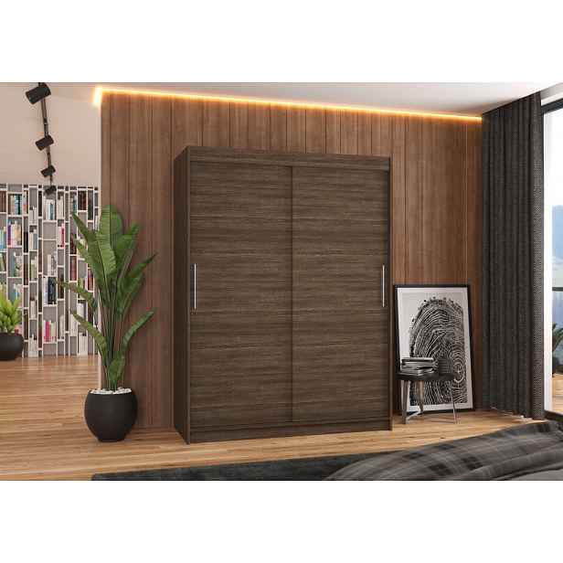 Šatní skříň s posuvnými dveřmi 150 cm GADRINA - tmavě hnědá