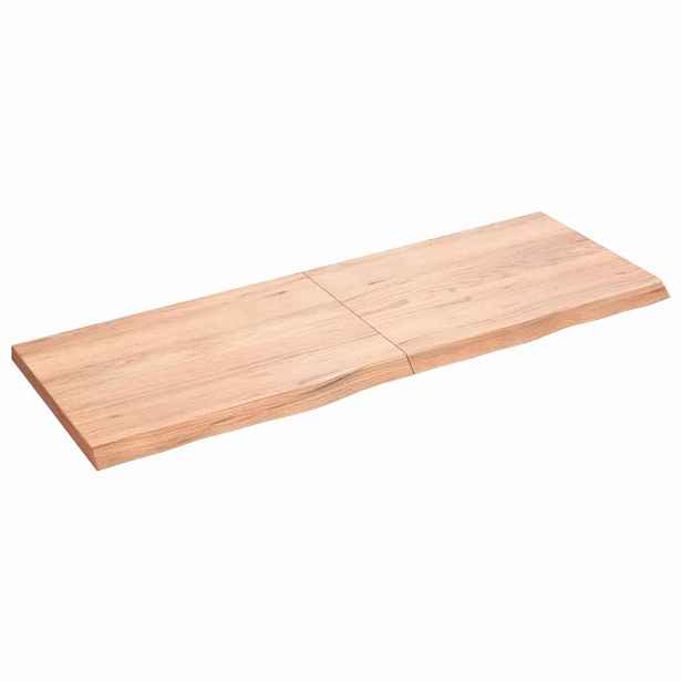 vidaXL Nástěnná police hnědá 140x50x(2-4)cm ošetřený masivní dub