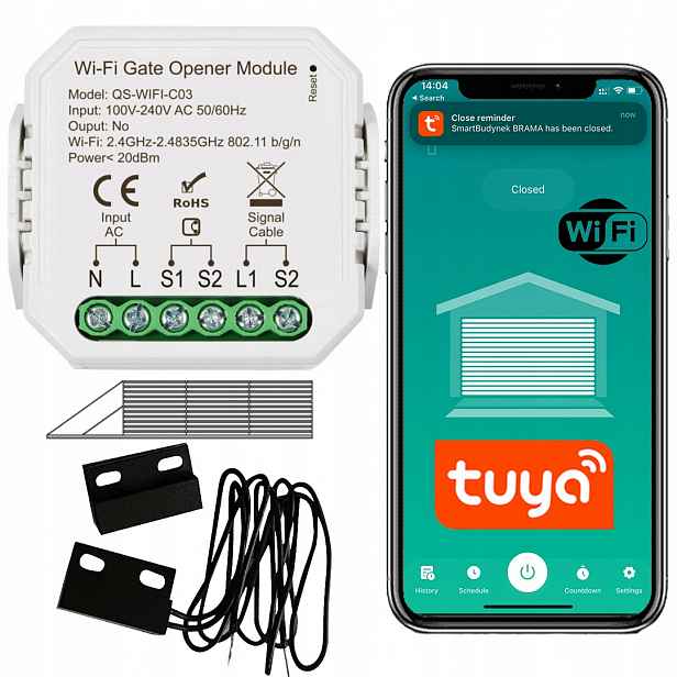 Wifi Ovladač Pro Garážová Vrata Tuya senzor