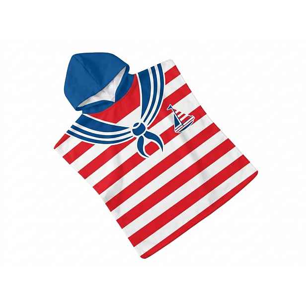 Dětské pončo SAILOR bílo-červené