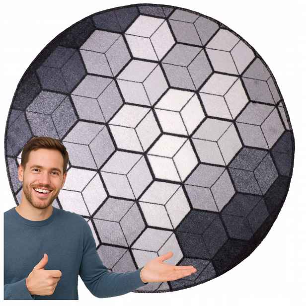 Koberec Koberec Běhoun Do Kulatý Pokoje Kulatý 100 CM S Geometrickým Vzorem