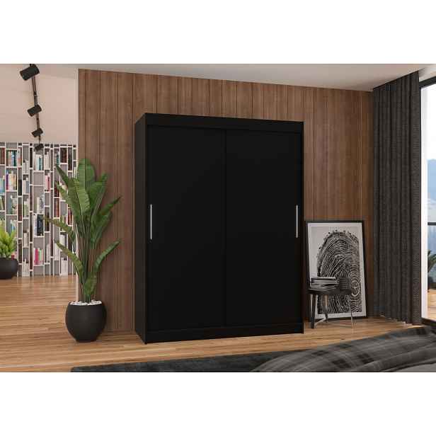 Šatní skříň s posuvnými dveřmi 150 cm GADRINA - černá