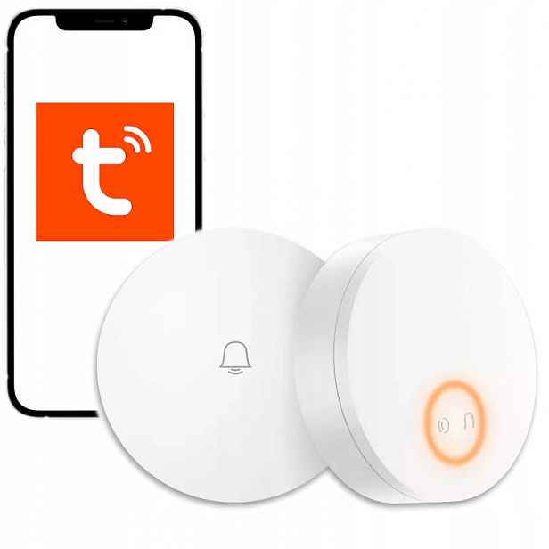 Tuya Linptech bezdrátový zvonek bez baterií – Us zástrčka s Eu adaptérem