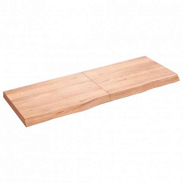 vidaXL Nástěnná police hnědá 140x50x(2-6)cm ošetřený masivní dub