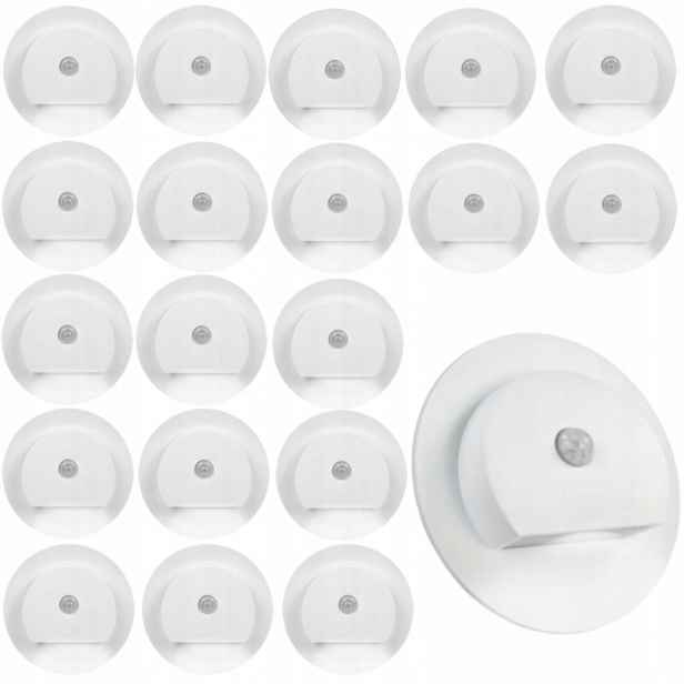 20x Led Schodišťová Objímka 230V Lampička Na Schody Senzorem Pohybu Soumraku