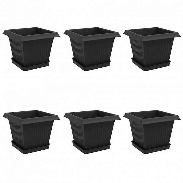 vidaXL Květináče 6 ks Černá Plast