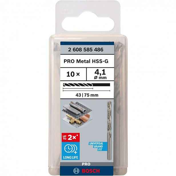 Bosch - Sada vrtáků do kovu, 4,1x75 mm, 10 ks 2608585486